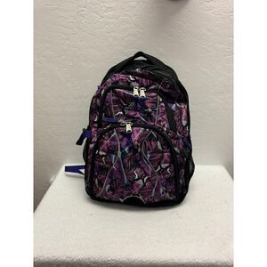High Sierra Purple Leaf Pattern Multi Pocket‎ Laptop Backpack The Hostel